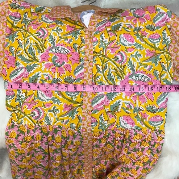 NWT LoveStitch Dress pockets 100% cotton midi floral tiered oranges golds pinks - Picture 15 of 16